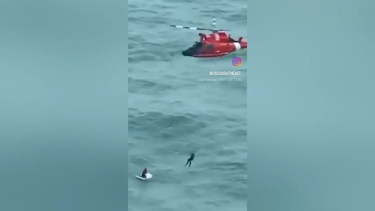 Coast Guard video shows helicopter crew rescue man on cooler off Florida coast after Hurricane Milton