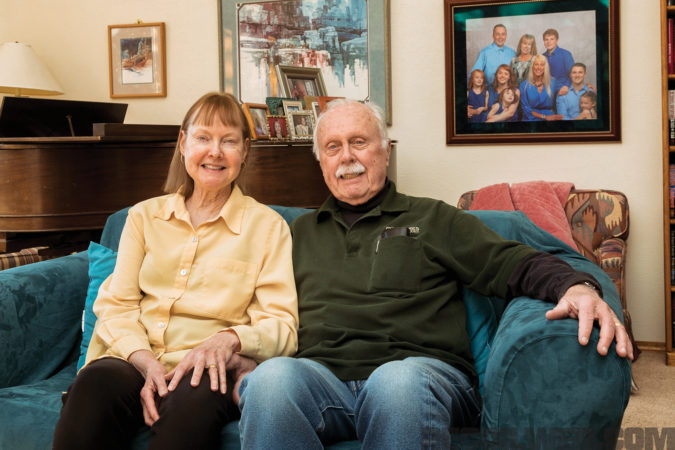 Dater at home with Jane, his wife of 35 years.