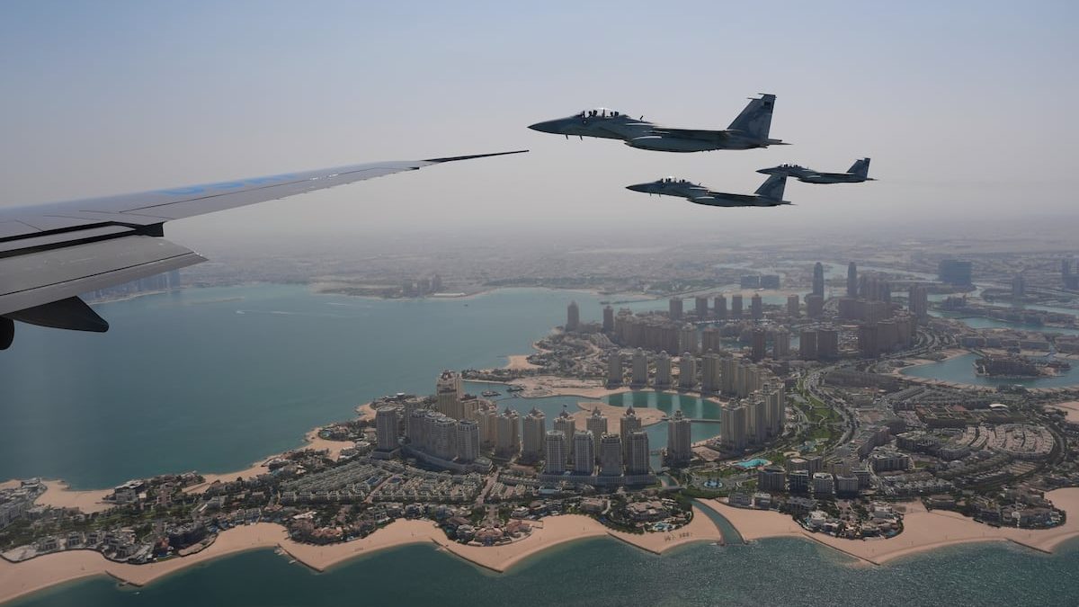Air Force One greeted by fighter escorts during Trump’s Mideast visit