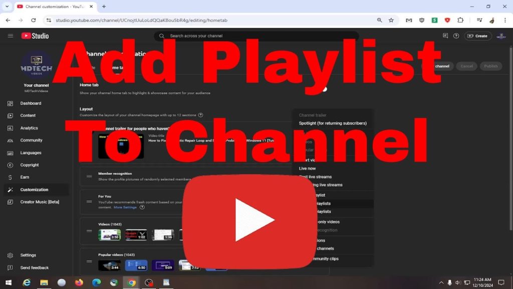 How to Add a Playlist to Your YouTube Channel Homepage [Guide]