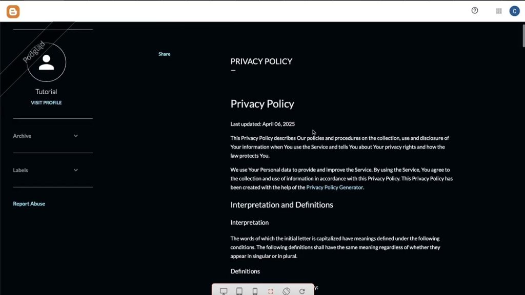 GOOGLE BLOGGER – Lesson 03 – Adding About Us Page, Privacy Policy and Disclaimer pages