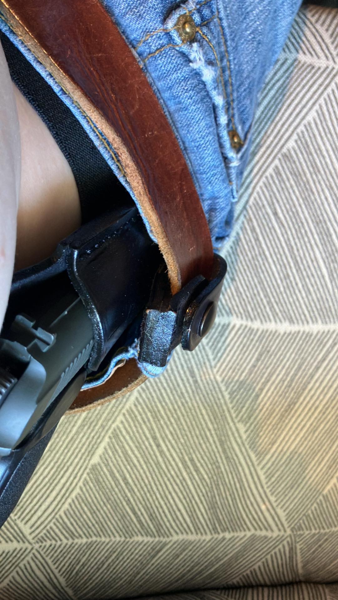 Craft Holsters Makarov Tuckable IWB Holster sitting on the author's strong-side hip