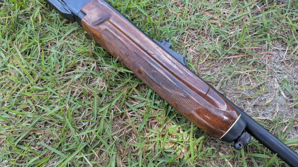 Close-up of Remington 7400 forend. 