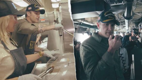Pete Hegseth serves Thanksgiving meals to deployed Navy sailors