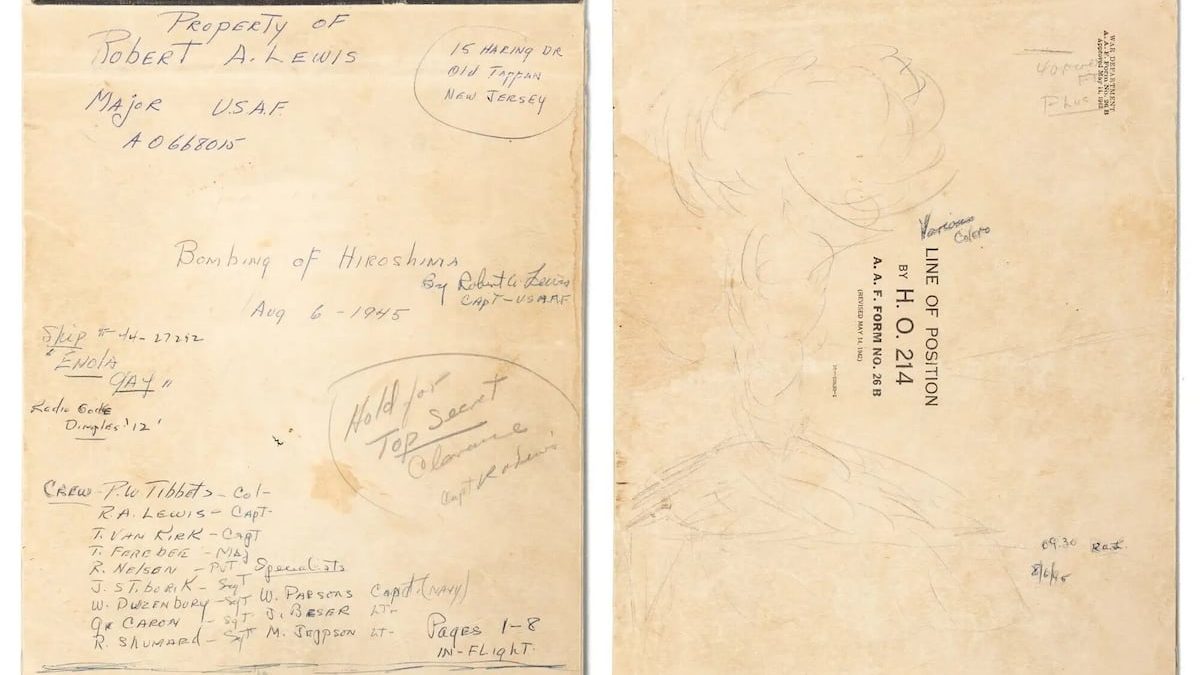 ‘My God what have we done’: Enola Gay pilot’s combat notebook is for sale