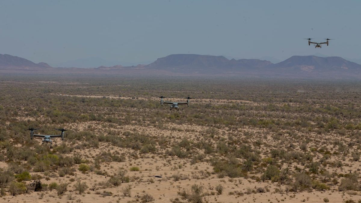 Marine Corps MV-22 Osprey suffers engine fire during Air Force training exercise