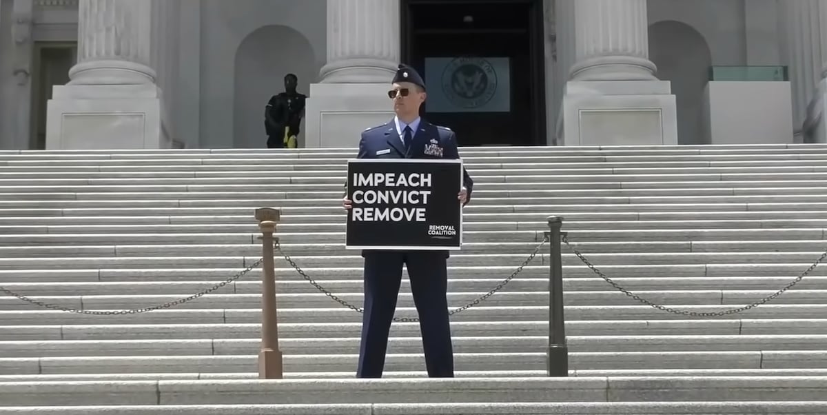 Air Force major restricted to DC base, under investigation after uniformed protest
