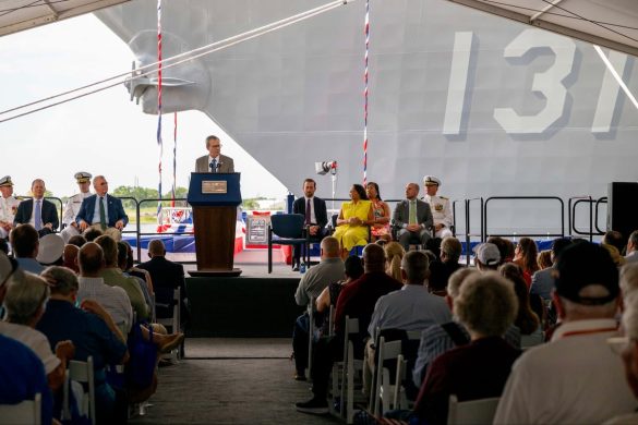 Navy christens Flight III Arleigh Burke-class destroyer after Korean War hero