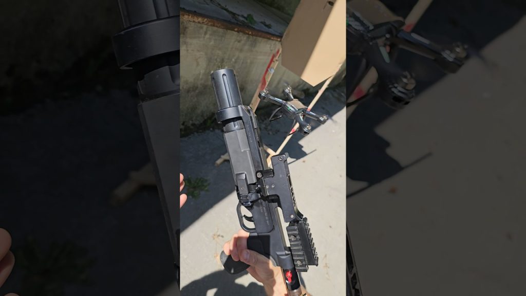 Shoot a drone with a Grenade Launcher